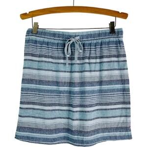 NEW Loft blue striped linen coastal nautical beach midi skirt small